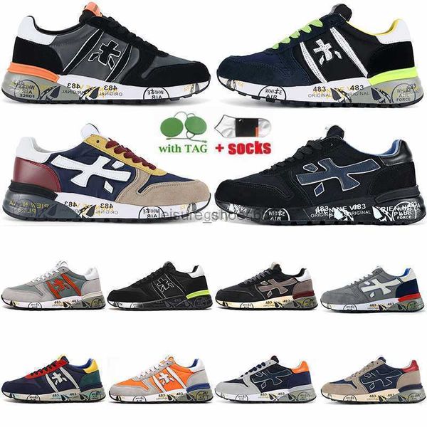 premiata steven mens running shoes triple black grey volt breathable cushion vintage leisure casual sport sneakers summer walking fitness ma